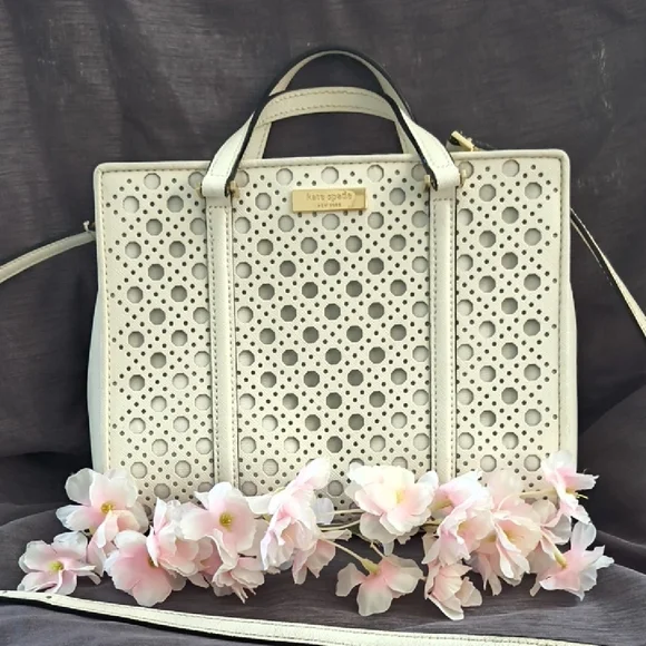 Kate Spade White Perforated Satchel/Crossbody - Picture 3 of 13
